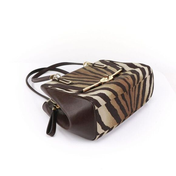 NWT Coach Zebra Animal Print Two Way Satchel in Brown ELEGANT!! - Picture 8 of 13